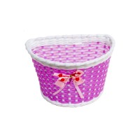 Csepel braided front basket with a bow for a children's bicycle